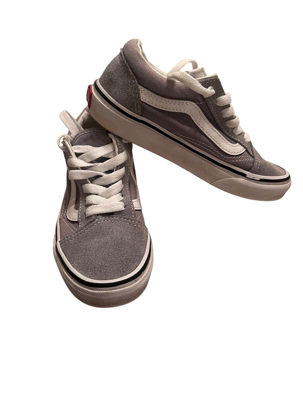Vans Old Skool Kid's 1 Gray White Lace Up Casual Skater Sneakers Suede